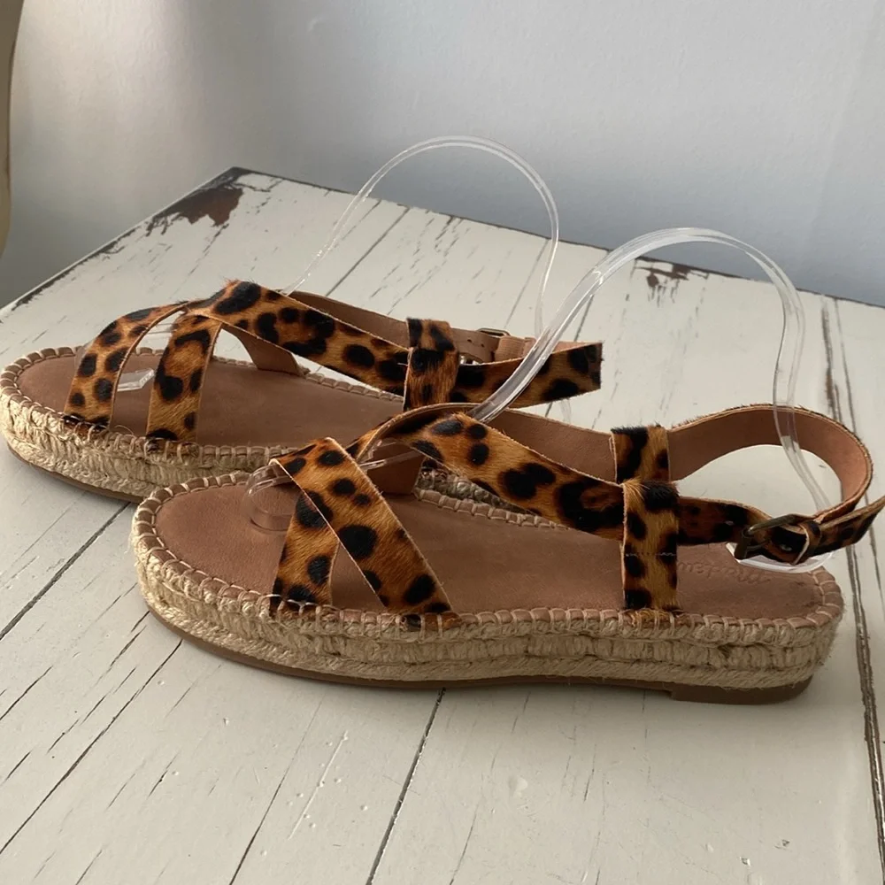 NEW! Madewell Malia Espadrille Sandal in Leopard Calf Hair 8.5